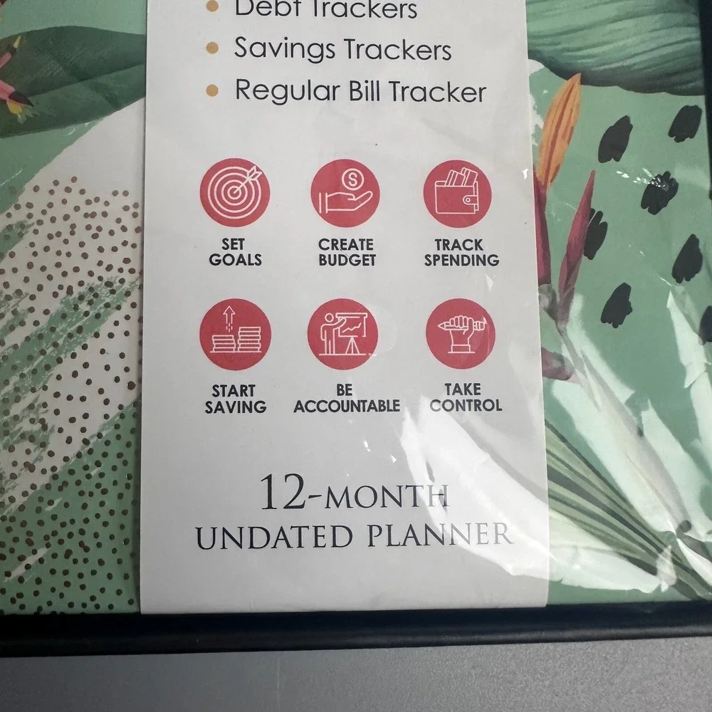 Planberry 12 Month Undated Budget Planner Tropical Floral Financial Organizer